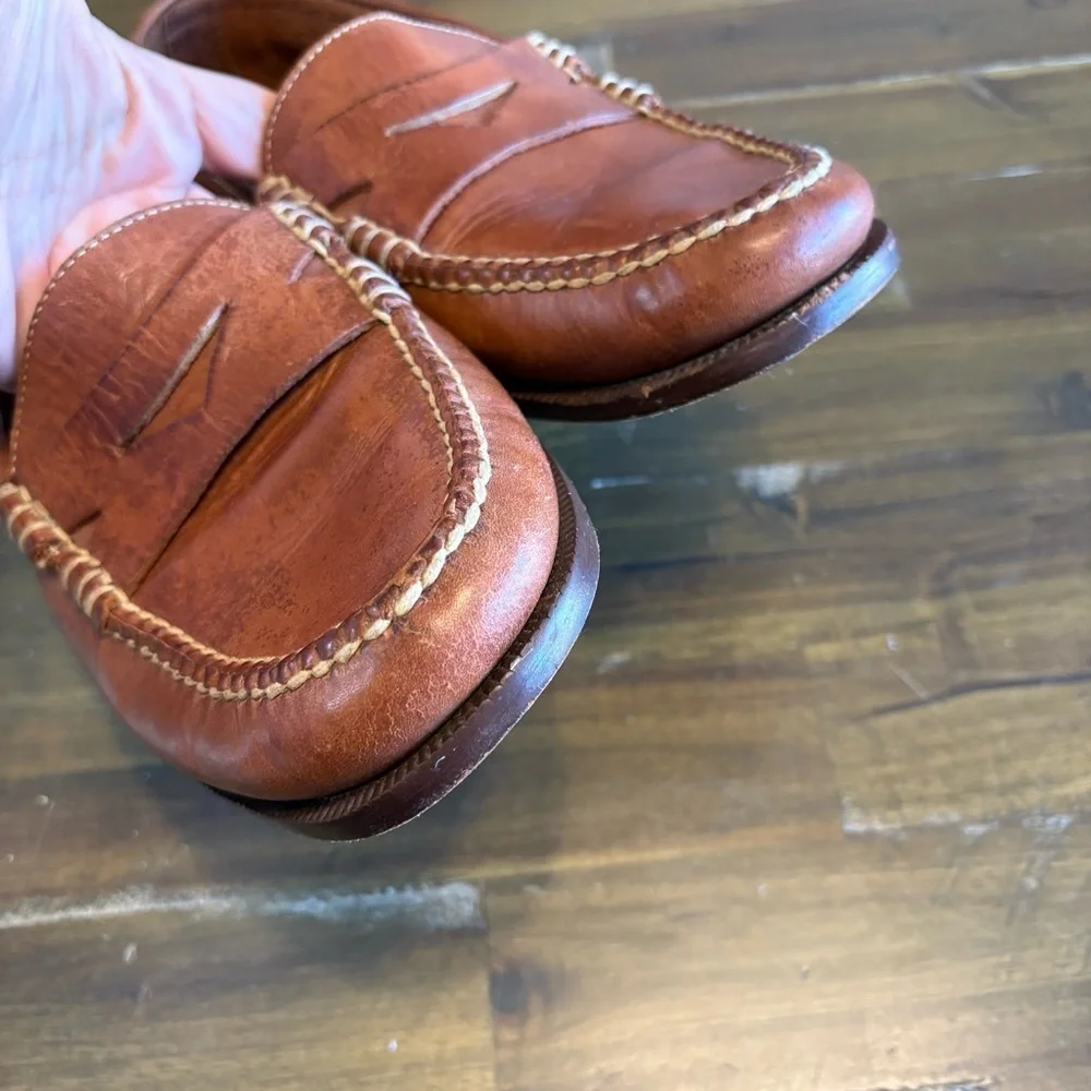 Cole Haan Mens Loafer Dress Shoes Penny Slip On Brown Leather 9 Brazil Stitching